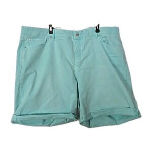 Soft Surroundings Womans Plus Bermuda Denim Shorts Size 3X Turquoise